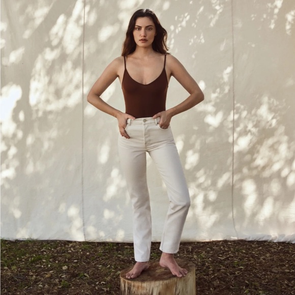 Reformation Cynthia High Rise Straight Jeans-Bone - Picture 2 of 6